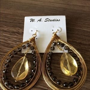 Gold Topaz Hoop Earrings‎